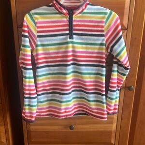 Kids Lands End Fleece Quarter Zip Pullover Size M 10-12 rainbow stripes, soft